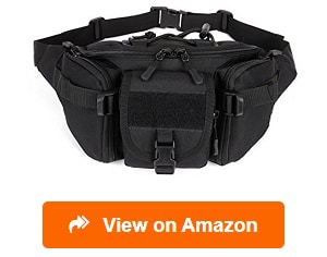 Black Fanny Pack Sheep Leather Waist Bag Pack for Men Women Travel Pouch  Bag, Multiple Pockets & Durable Belt for Hiking Running Cycling